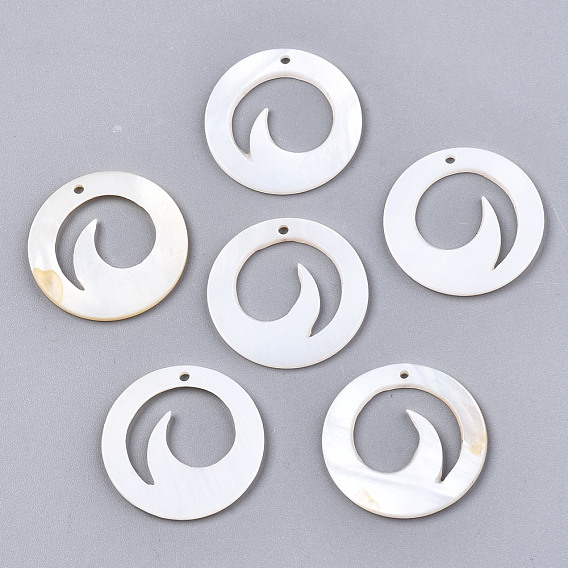 Natural Freshwater Shell Pendants, Flat Round
