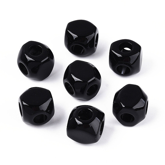 Непрозрачные акриловые бусины, кубические, граненые