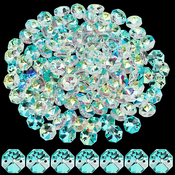 120Piezas de diamantes de imitación de vidrio para coser, octágono, facetados
