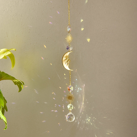 Каплевидные стеклянные ловцы солнца, лунные подвесные украшения, создатель радуги, для украшения сада и дома
