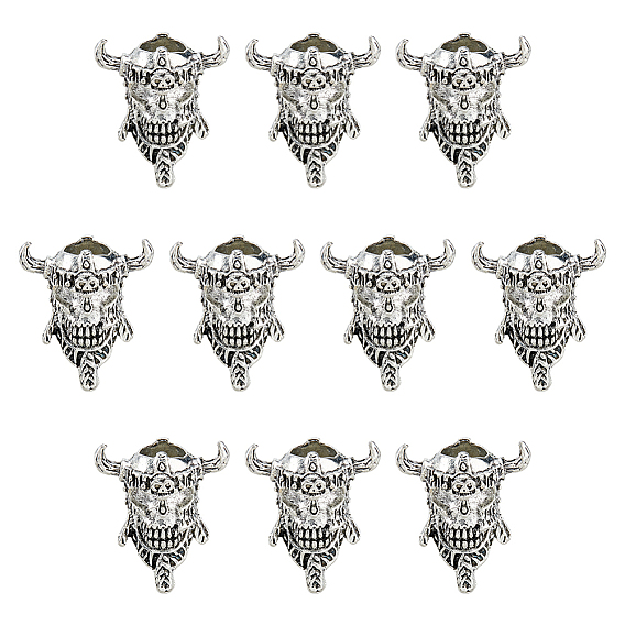 10 бусины из сплава в тибетском стиле, череп