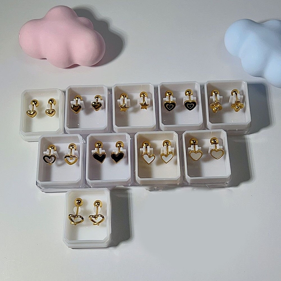 304 серьги-сердечки из нержавеющей стали в форме хряща, золотые