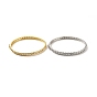 Clear Cubic Zirconia Wave Bangle with Tiny Rivet, Rack Plating Brass Hinged Bangle for Women, Cadmium Free & Lead Free