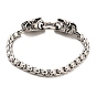 304 Stainless Steel Box Chain Bracelets with Lion Clasps