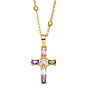 Модное женское ожерелье-кулон в стиле хип-хоп с микроинкрустацией драгоценными камнями и кристаллами циркона (nkb072)
