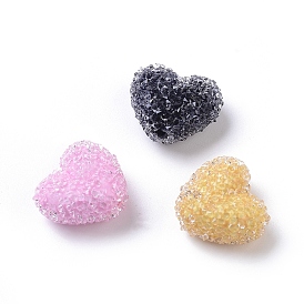 Perles en résine, avec strass cristal, style de nourriture de bonbons imitation, cœur