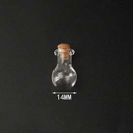 Mini contenants de perles de bouteille en verre à haute teneur en borosilicate, souhaitant bouteille, avec bouchon en liège, ronde