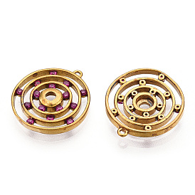 Pendentifs en laiton zircon cubique transparent, sans nickel, plat rond, non plaqué