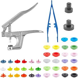 DIY Jewelry Kits, with Resin Snap Button, Cotton-padded Clothes Coat Down Jacket Buckle, Snap Fastener Plier Tool Kits, Tape Measure and DIY Craft Plastic Fuse Bead Tweezers