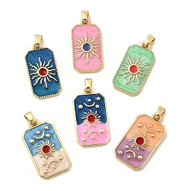 Латунь эмаль подвески, прямоугольник с солнцем, стойки покрытие, долговечный, без кадмия и без свинца, золотые