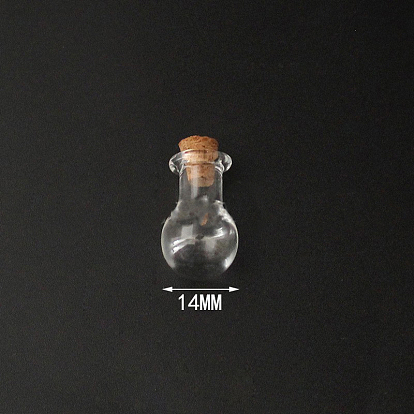 Mini High Borosilicate Glass Bottle Bead Containers, Wishing Bottle, with Cork Stopper, Round
