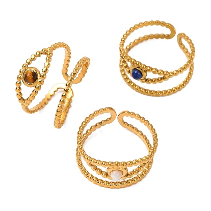 Кольца из натурального драгоценного камня, глаз золотистый тон 304 манжеты из нержавеющей стали для женщин