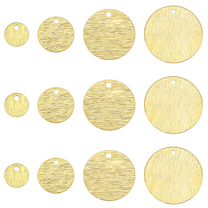 76Pcs 4 Sizes Brass Charms, Flat Round