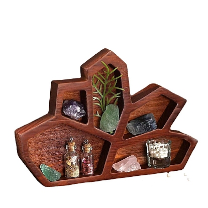 Wooden Storage Tray Desktop Display Decorations, for Gemstone Display, Fine oil Bottle Storage