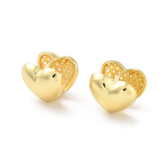 Rack Plating Brass Hoop Earring, Long-Lasting Plated, Heart