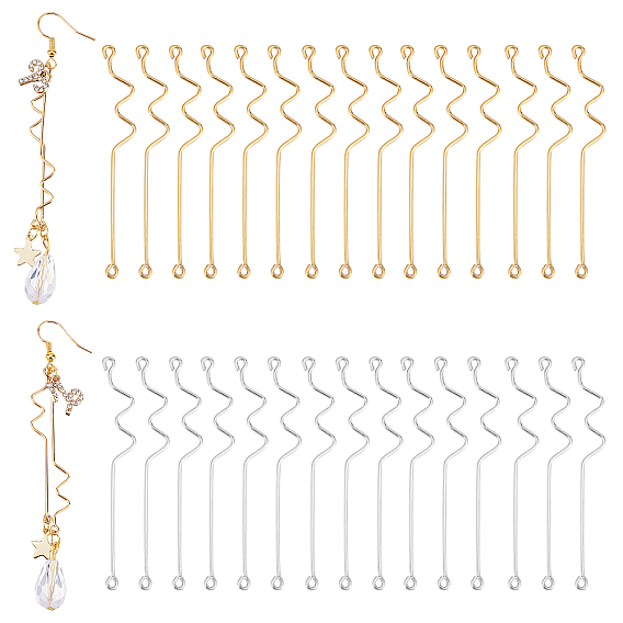 60шт. 2 цвета латунные серьги двухсторонние штифты с ушком