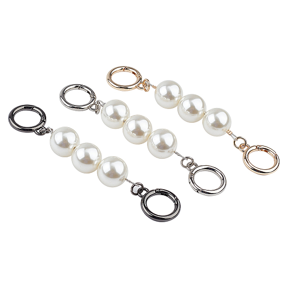 Bag Strap Chains Extender, Acrylic Beads & Iron Spring Gate Ring, for Bag Straps Replacement Accessories