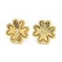 Серьги-гвоздики из латуни с микропаве из прозрачного кубического циркония с цветочным покрытием, без кадмия и без свинца
