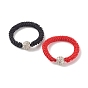 Braided Nylon Thread Finger Ring, with Brass Micro Pave Cubic Zirconia Beads