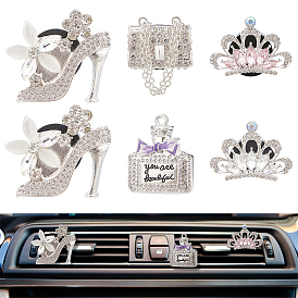 Автомобильные воздухозаборники со стразами из сплава, внутренняя отделка автомобиля, с магнитным ферромарганцевым железом и пластиковым зажимом