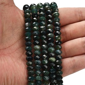 Природные моховой агат бисер нитей, граненые, рондель