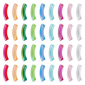 50прозрачные радужные переливающиеся акриловые бусины с УФ-покрытием, изогнутая трубка