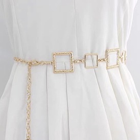 Полые звенья из сплава квадратной цепи пояса-цепочки для талии живота для женщин