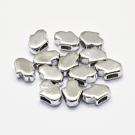 Long-Lasting Plated Brass Slide Charms, Real Platinum Plated, Nickel Free, Hamsa Hand/Hand of Fatima /Hand of Miriam