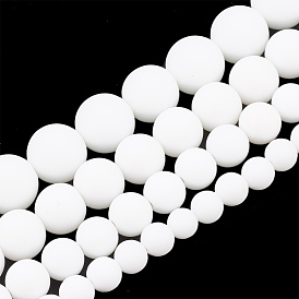 Opaque Glass Beads Strands, Frosted, Round