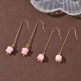 Гальванопокрытие 304 серьги-подвески из нержавеющей стали, цветок