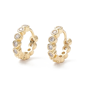 Arracadas redondas y planas con circonitas cúbicas, joyas de latón chapado en oro real 18k para mujer, sin cadmio y níque y plomo