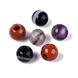 Природных драгоценных камней Европейский бисером, гладкий круглый, бусины с большим отверстием