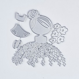 Carbon Steel Cutting Dies Stencils, for DIY Scrapbooking/Photo Album, Decorative Embossing DIY Paper Card, Flower, Girl