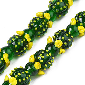 Handmade Bumpy Lampwork Beads Strands, Cactus