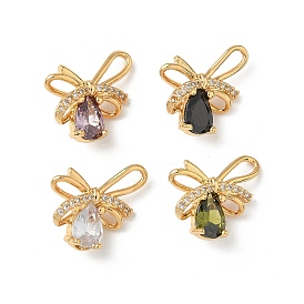 Латунные микро проложить кубического циркония подвески, бантом прелести, без никеля , реальный 18 k позолоченный