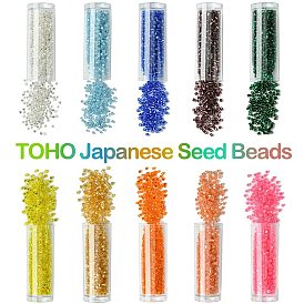 100G 10 Clors TOHO Japanese Seed Beads, Two Cut Hexagon, Silver Lined