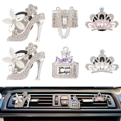 Автомобильные воздухозаборники со стразами из сплава, внутренняя отделка автомобиля, с магнитным ферромарганцевым железом и пластиковым зажимом