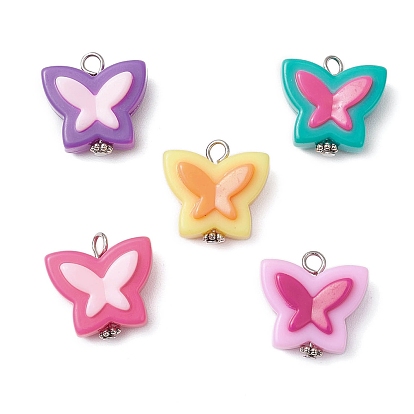 Двухцветные непрозрачные акриловые бусины с железными штифтами с плоскими головками и подвесками в тибетском стиле