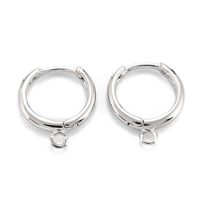 Brass Huggie Hoop Earrings Finding, with Horizontal Loop, Ring