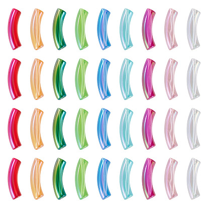 50прозрачные радужные переливающиеся акриловые бусины с УФ-покрытием, изогнутая трубка