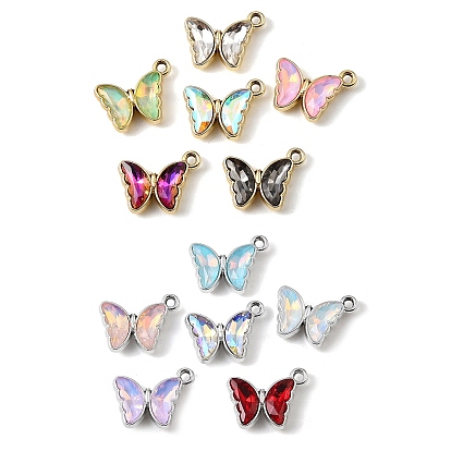 Стеклянные подвески из сплава с ультрафиолетовым покрытием, очарование бабочки, граненые, разноцветные