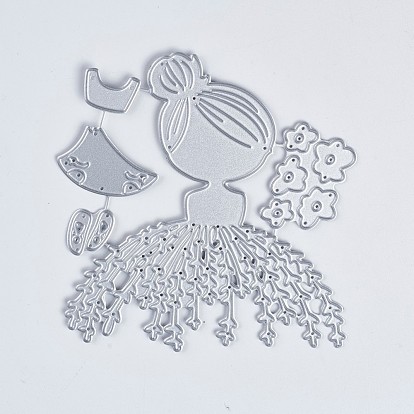 Carbon Steel Cutting Dies Stencils, for DIY Scrapbooking/Photo Album, Decorative Embossing DIY Paper Card, Flower, Girl