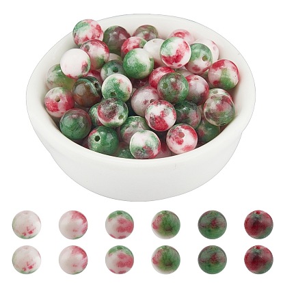 Natur persische Jade Perlen Stränge, gefärbt, Runde