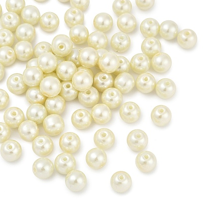 Abalorios de perla de vidrio, rondo, pearlized