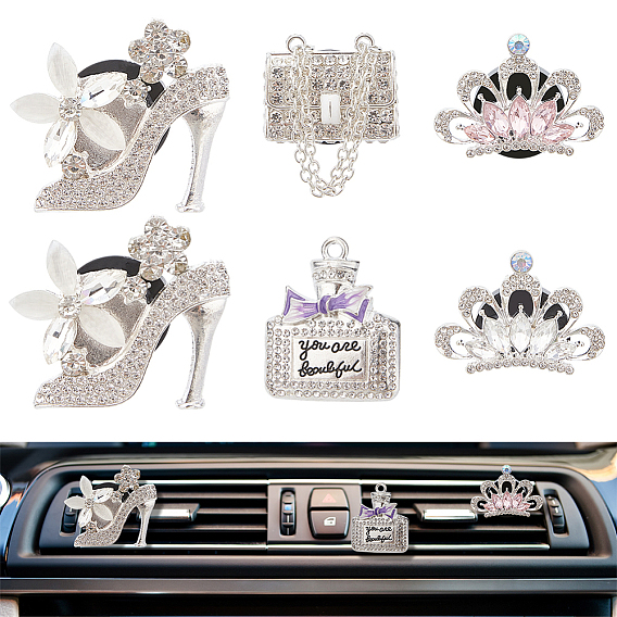 Автомобильные воздухозаборники со стразами из сплава, внутренняя отделка автомобиля, с магнитным ферромарганцевым железом и пластиковым зажимом