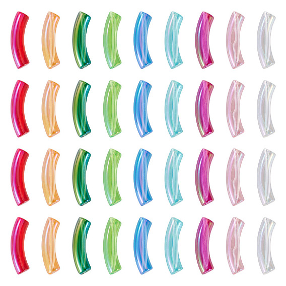 50прозрачные радужные переливающиеся акриловые бусины с УФ-покрытием, изогнутая трубка