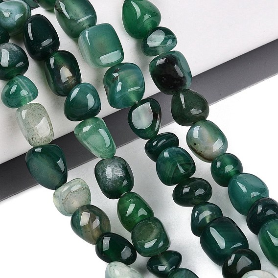 Natural Agate Beads Strands, Nuggets, Dyed & Heated, Tumbled Stone