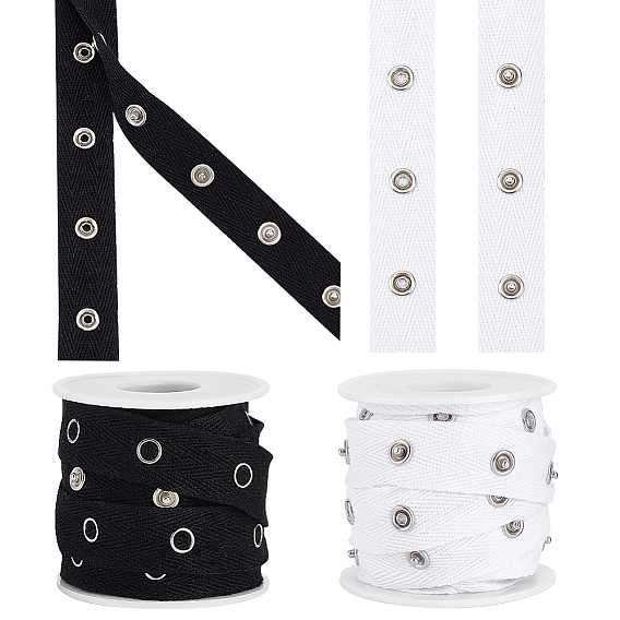 Ahademaker 5 ярды 2 цвета швейная застежка лента лента, замена застежки на металлические кнопки, для пошива промежности детского белья, с пластиковыми пустыми катушками