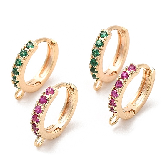 Фурнитура для сережек из латуни со стеклянным кольцом, реальный 18 k позолоченный, Кольца