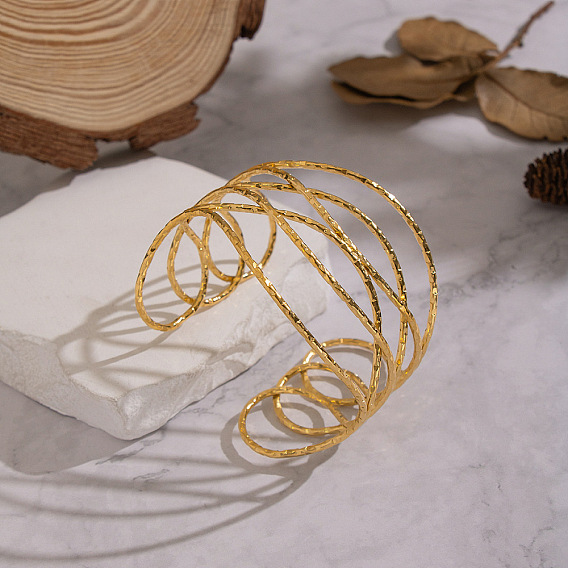 Кованые 304 браслеты-манжеты из нержавеющей стали для женщин, ионное покрытие (ip)